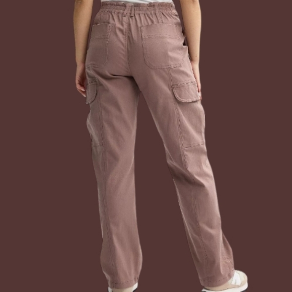 VGUC Juniors Size Small Harper & Ivy Cargo Pocket Pants Taupe 100% Cotton - Picture 2 of 7